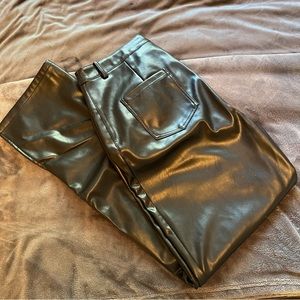 Nasty Gal Leather Split Hem Pants